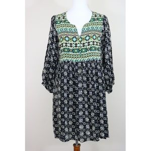 Umgee Patterned Long Sleeve Dress
